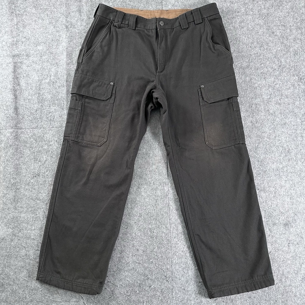 Duluth Trading Pants Mens 38x30 Work Brown Flex Fire Hose Fleece Lined Relaxed